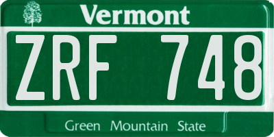VT license plate ZRF748
