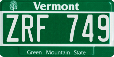 VT license plate ZRF749