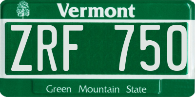 VT license plate ZRF750