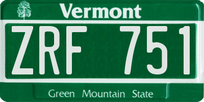 VT license plate ZRF751