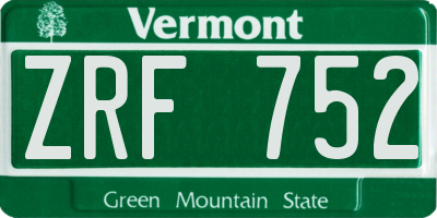 VT license plate ZRF752