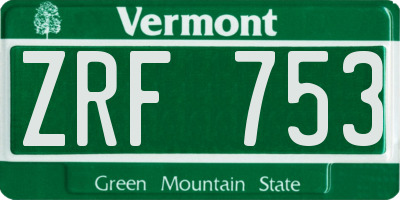 VT license plate ZRF753
