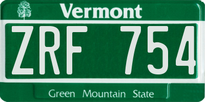 VT license plate ZRF754