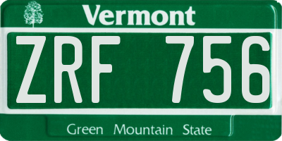 VT license plate ZRF756