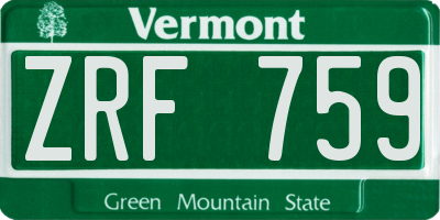 VT license plate ZRF759