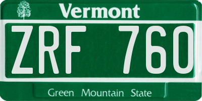 VT license plate ZRF760