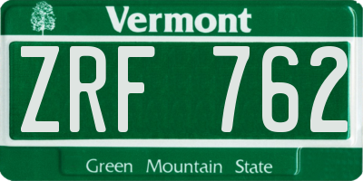 VT license plate ZRF762