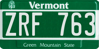 VT license plate ZRF763