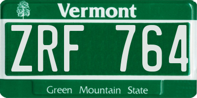 VT license plate ZRF764