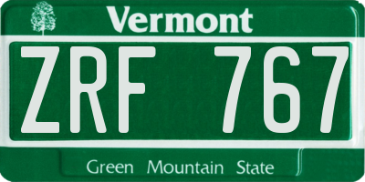 VT license plate ZRF767