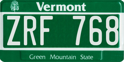 VT license plate ZRF768