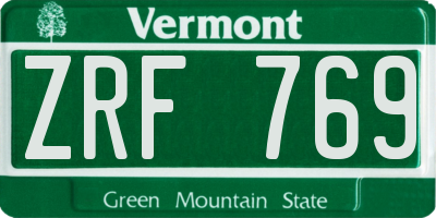 VT license plate ZRF769