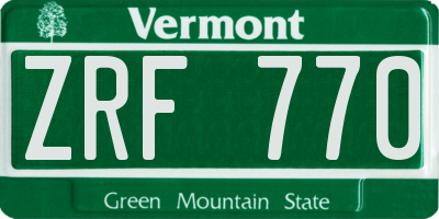 VT license plate ZRF770