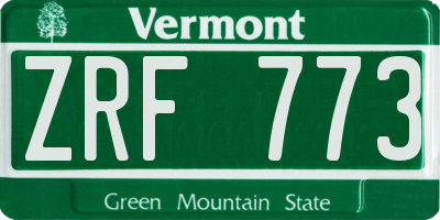 VT license plate ZRF773
