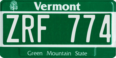 VT license plate ZRF774