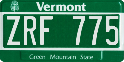 VT license plate ZRF775