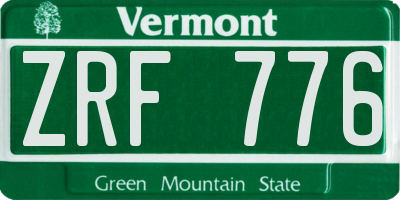 VT license plate ZRF776