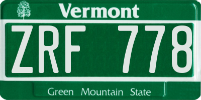 VT license plate ZRF778