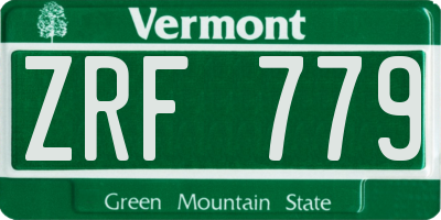 VT license plate ZRF779