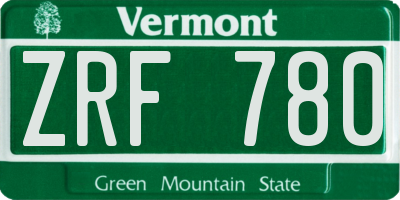 VT license plate ZRF780