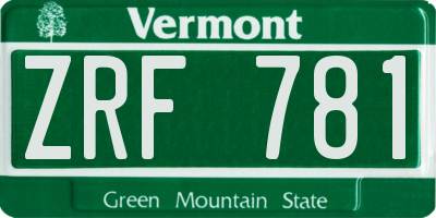 VT license plate ZRF781