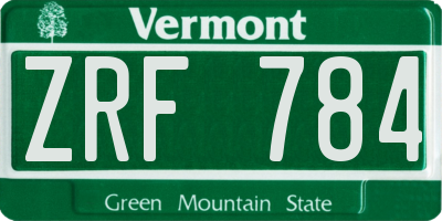 VT license plate ZRF784