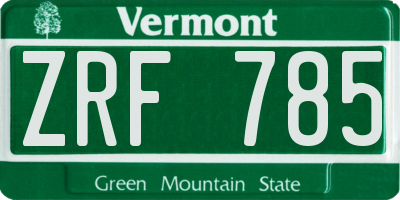 VT license plate ZRF785