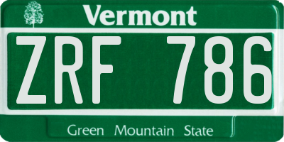 VT license plate ZRF786