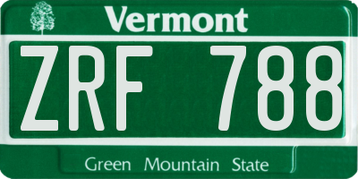 VT license plate ZRF788