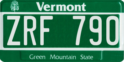 VT license plate ZRF790