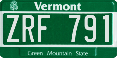 VT license plate ZRF791