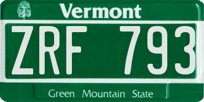 VT license plate ZRF793