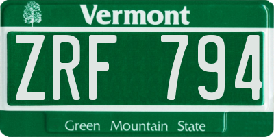 VT license plate ZRF794