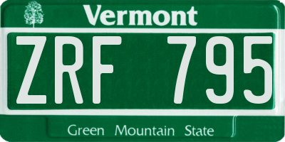 VT license plate ZRF795