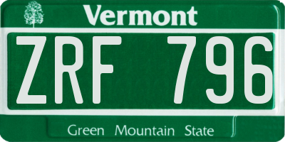 VT license plate ZRF796