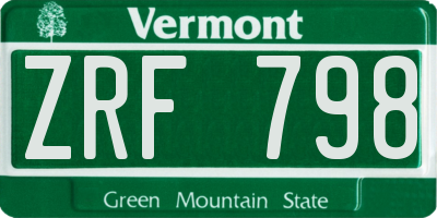 VT license plate ZRF798