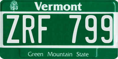 VT license plate ZRF799