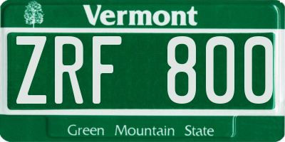 VT license plate ZRF800