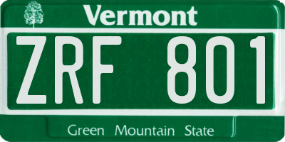 VT license plate ZRF801
