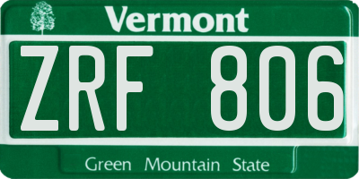 VT license plate ZRF806