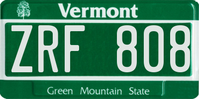 VT license plate ZRF808