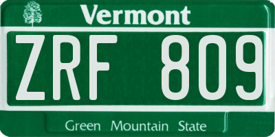 VT license plate ZRF809