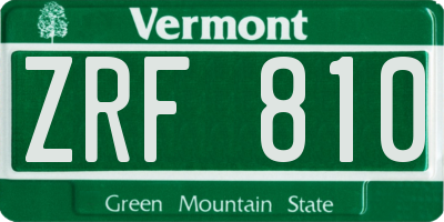 VT license plate ZRF810