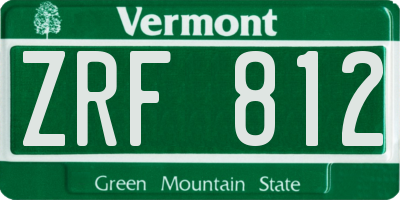 VT license plate ZRF812