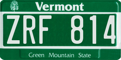 VT license plate ZRF814