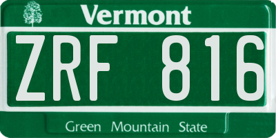 VT license plate ZRF816