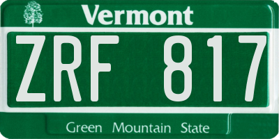 VT license plate ZRF817