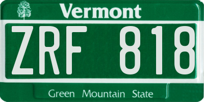 VT license plate ZRF818