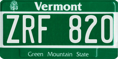 VT license plate ZRF820