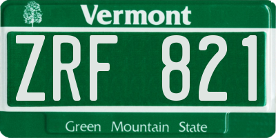 VT license plate ZRF821
